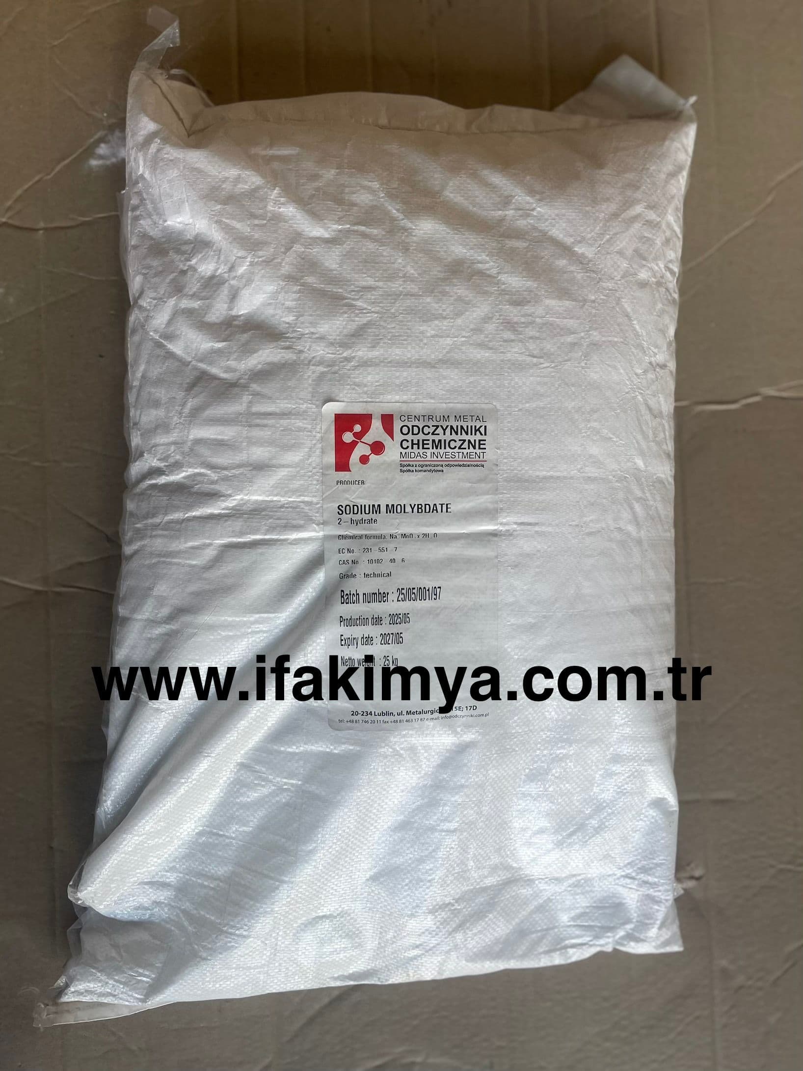 Beyaz kristal toz formda sodyum molibdat kimyasal hammaddesi