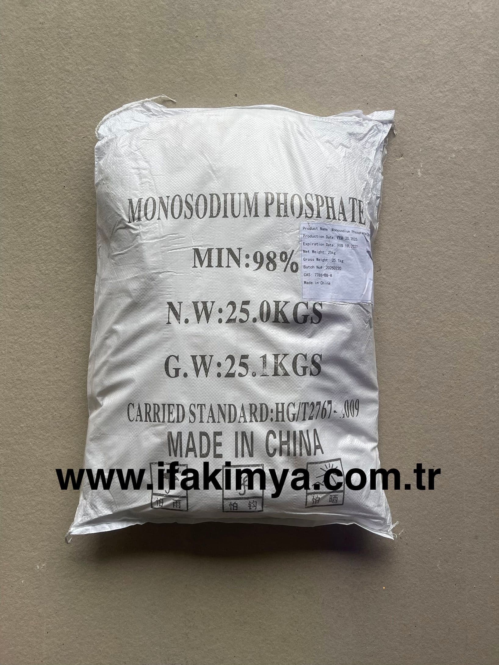 Beyaz kristal toz formda mono sodyum fosfat kimyasalı