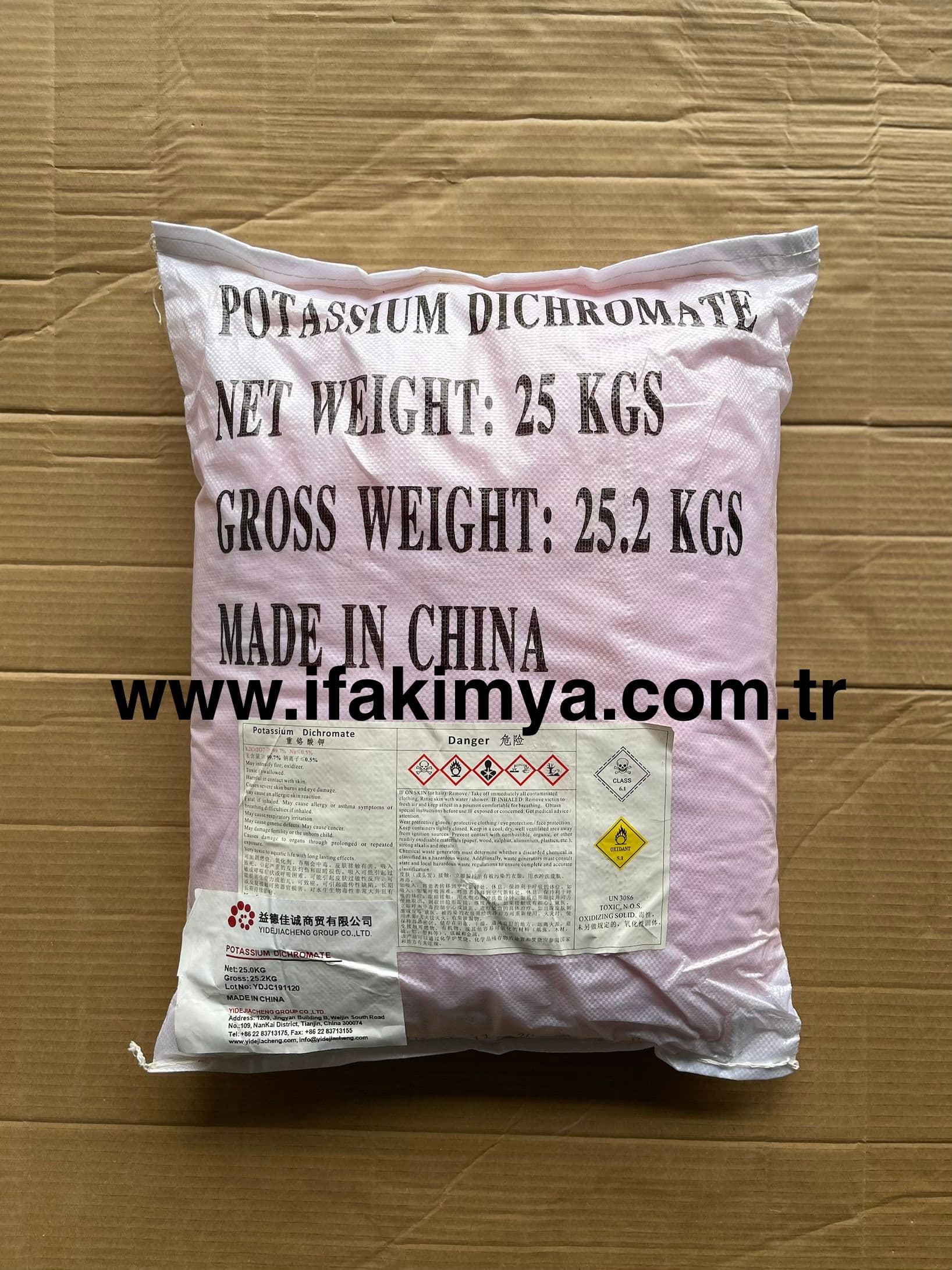 Potasyum Dikromat K2Cr2O7 Potassium Dichromate turuncu kristal güçlü oksitleyici endüstriyel kimyasal