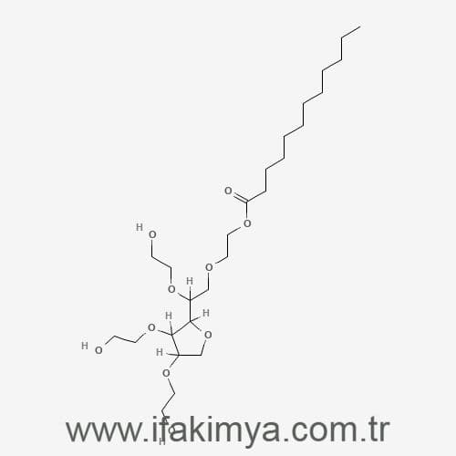 Polisorbat 20 – Emülgatör ve yüzey aktif madde, kozmetik ve gıda formülasyonlarında kullanılan noniyonik surfaktan.
