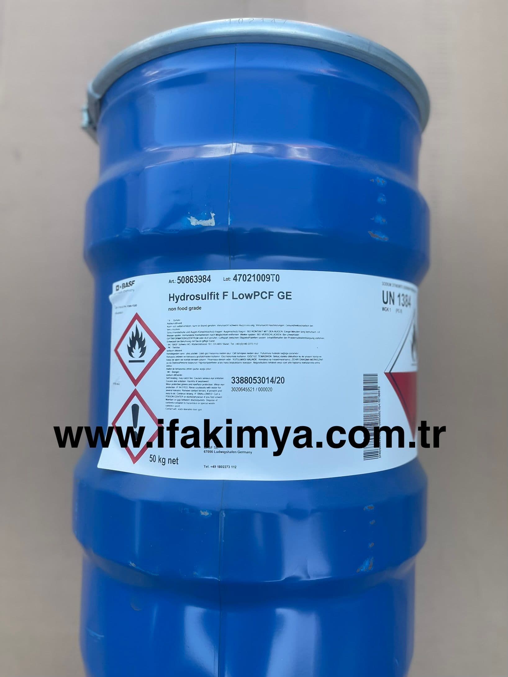 Endüstriyel kullanım için beyaz toz formda sodyum hidrosülfit kimyasalı